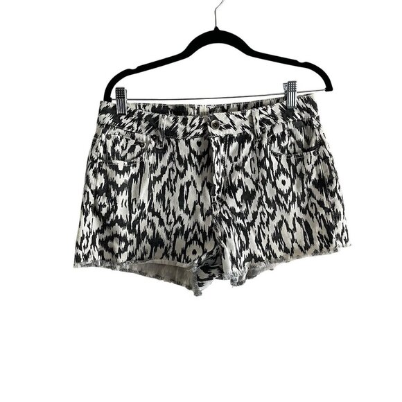 Dollhouse Women 12 Black White Aztec Printed Denim High Rise Cutoff Jean Shorts - Picture 1 of 9